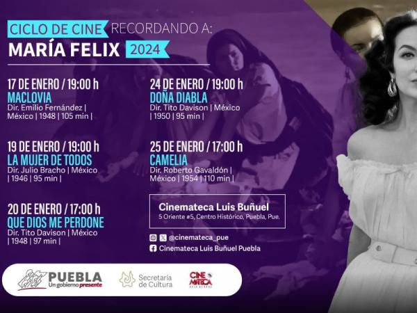 En Cinemateca “Luis Buñuel”, Cultura programa ciclo en honor a María Félix