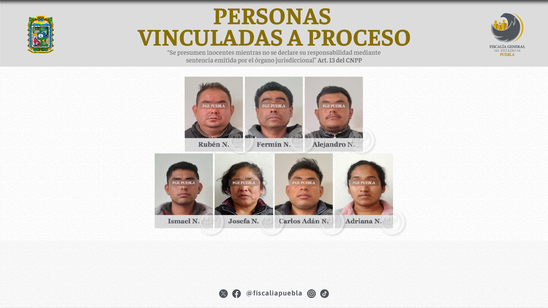 FGE obtiene vinculación a proceso de 7 personas por privación ilegal de la libertad y trata