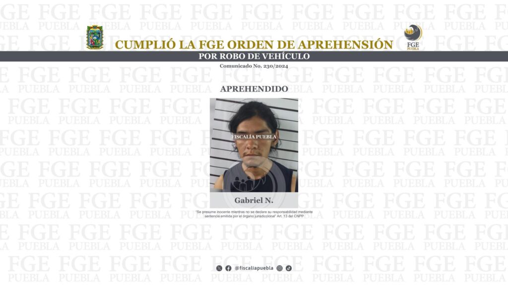 Cumplió la FGE orden de aprehensión por robo de vehículo