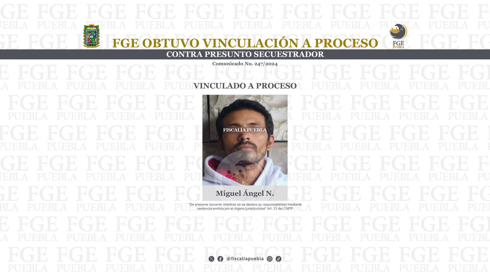 FGE obtuvo vinculación a proceso contra presunto secuestrador