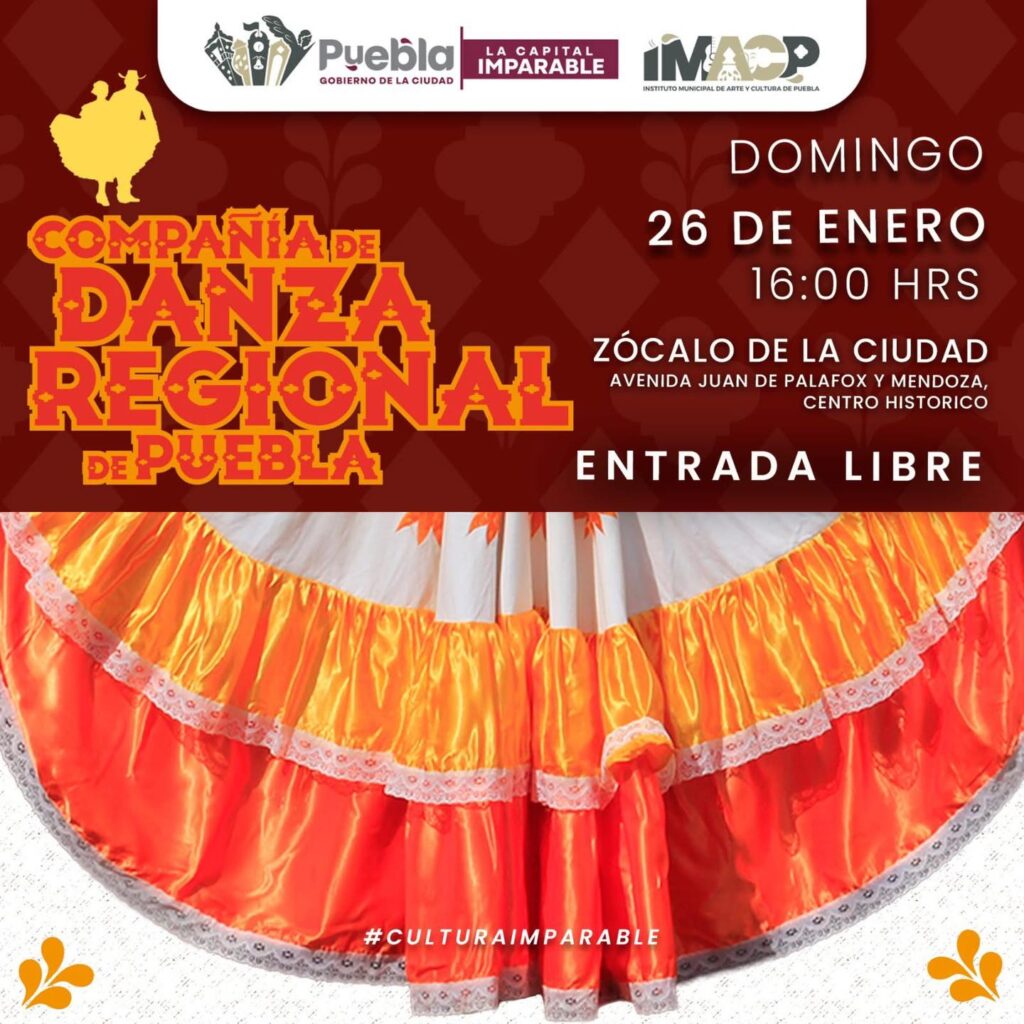 Te invitamos a disfrutar de un gran espectáculo lleno de arte y tradición con la Compañía de Danza Regional de Puebla. ¡Te esperamos!